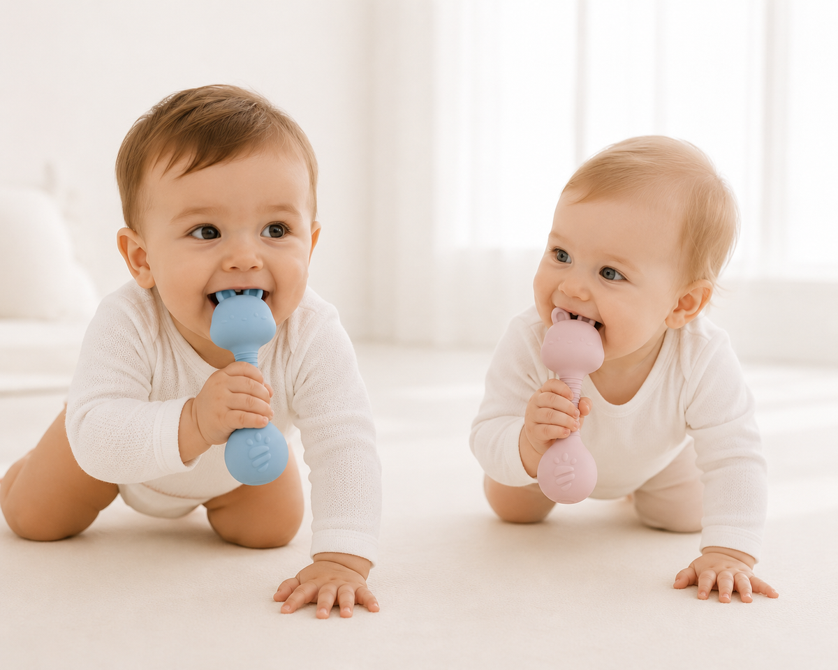 Baby Rassel und Beißring Häschen | Weiches Sicheres und BPA-freies Silikon