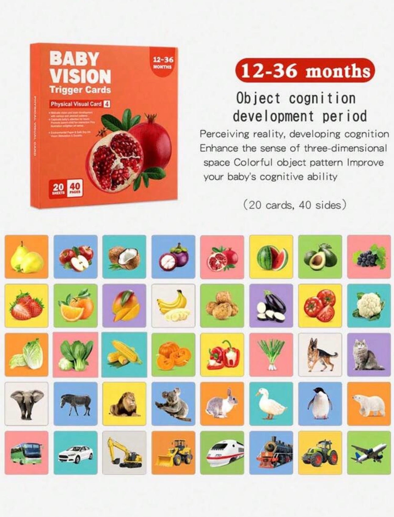 Schwarz-Weiße Baby-Lernkarten 0–36 Monate – Visuelle Stimulation & Frühkindliche Entwicklung, Kontrastkarten zur Farbverfolgung und kognitiven Förderung, Ideales Weihnachtsgeschenk